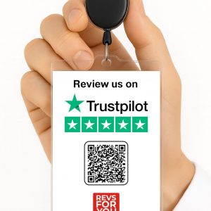 Tarjeta NFC + QR Trustpilot Blanca. Estadísticas de escaneos, configuración personalizable y Plan Insights desde 4,95 €/mes.