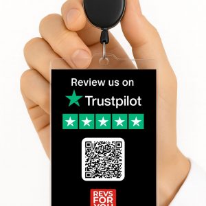 Tarjeta NFC + QR Trustpilot Negra. Estadísticas de escaneos, configuración personalizable y Plan Insights desde 4,95 €/mes.