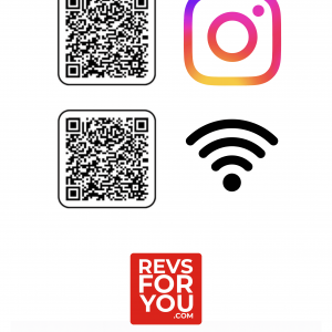 Cartel NFC + QR doble adhesivo inteligente Instagram + WiFi. Estadísticas de escaneos, configuración personalizable y Plan Insights desde 4,95 €/mes.
