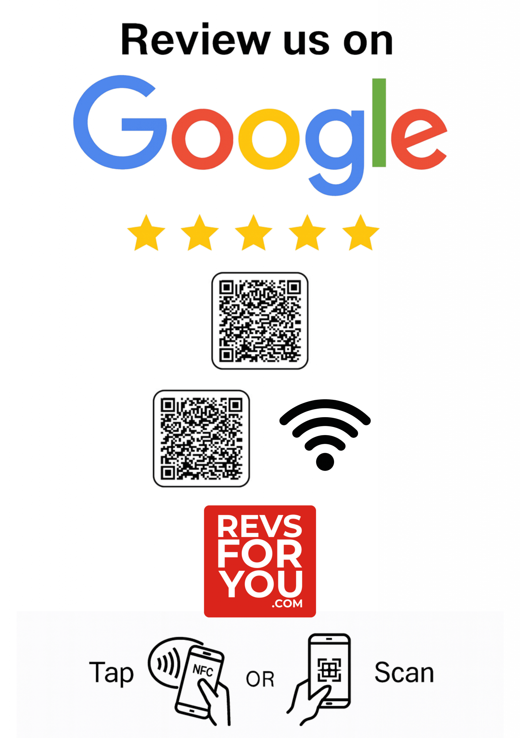 Cartel NFC + QR Doble Google Reviews + WiFi DIN A5