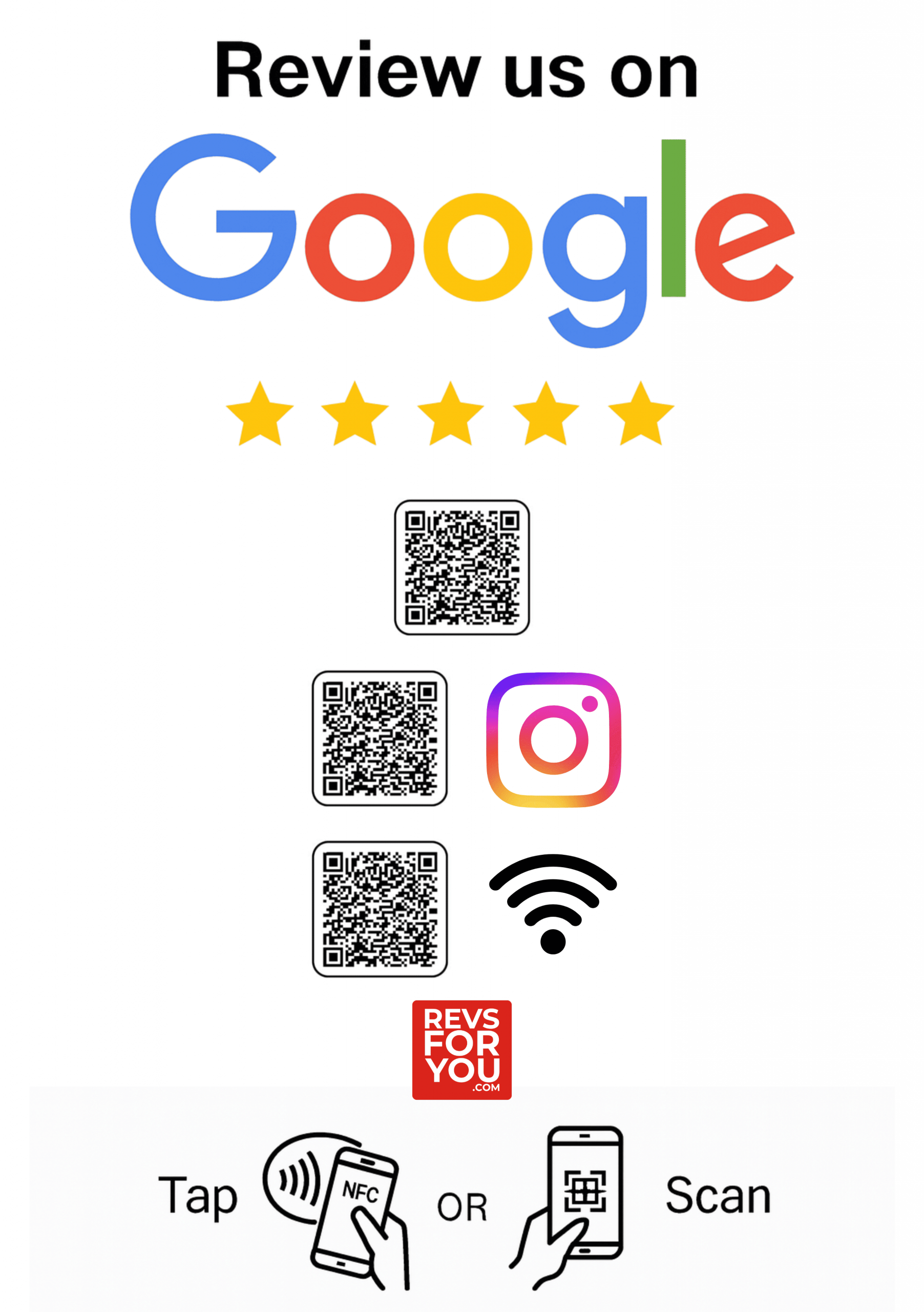 Cartel NFC + QR Triple Google Instagram WiFi DIN A5