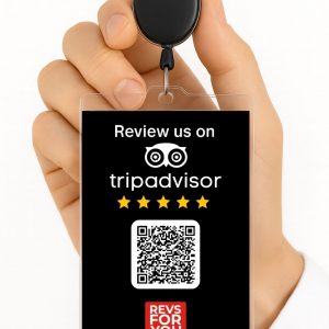Tarjeta NFC + QR Tripadvisor Negra. Estadísticas de escaneos, configuración personalizable y Plan Insights desde 4,95 €/mes.