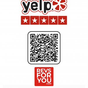 Cartel NFC + QR adhesivo inteligente Yelp Reviews. Estadísticas de escaneos, configuración personalizable y Plan Insights desde 4,95 €/mes.
