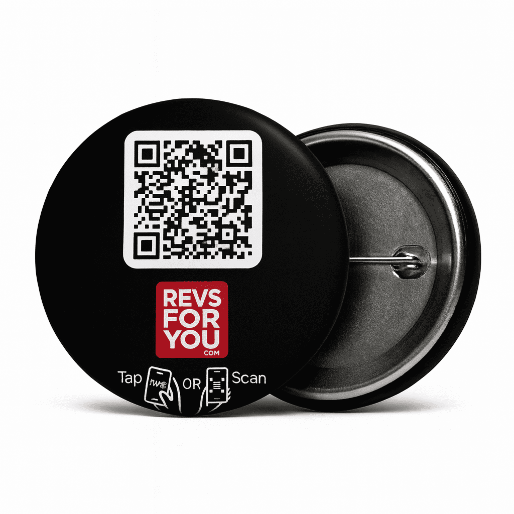 Insignia NFC + QR Negra Revs For You 3,5 cm