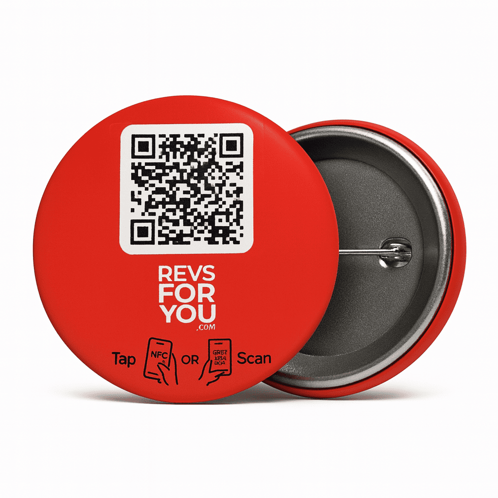 Insignia NFC + QR Roja Revs For You 3,5 cm