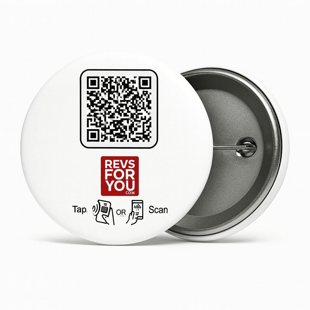 Insignia NFC + QR Blanca Revs For You 3,5 cm