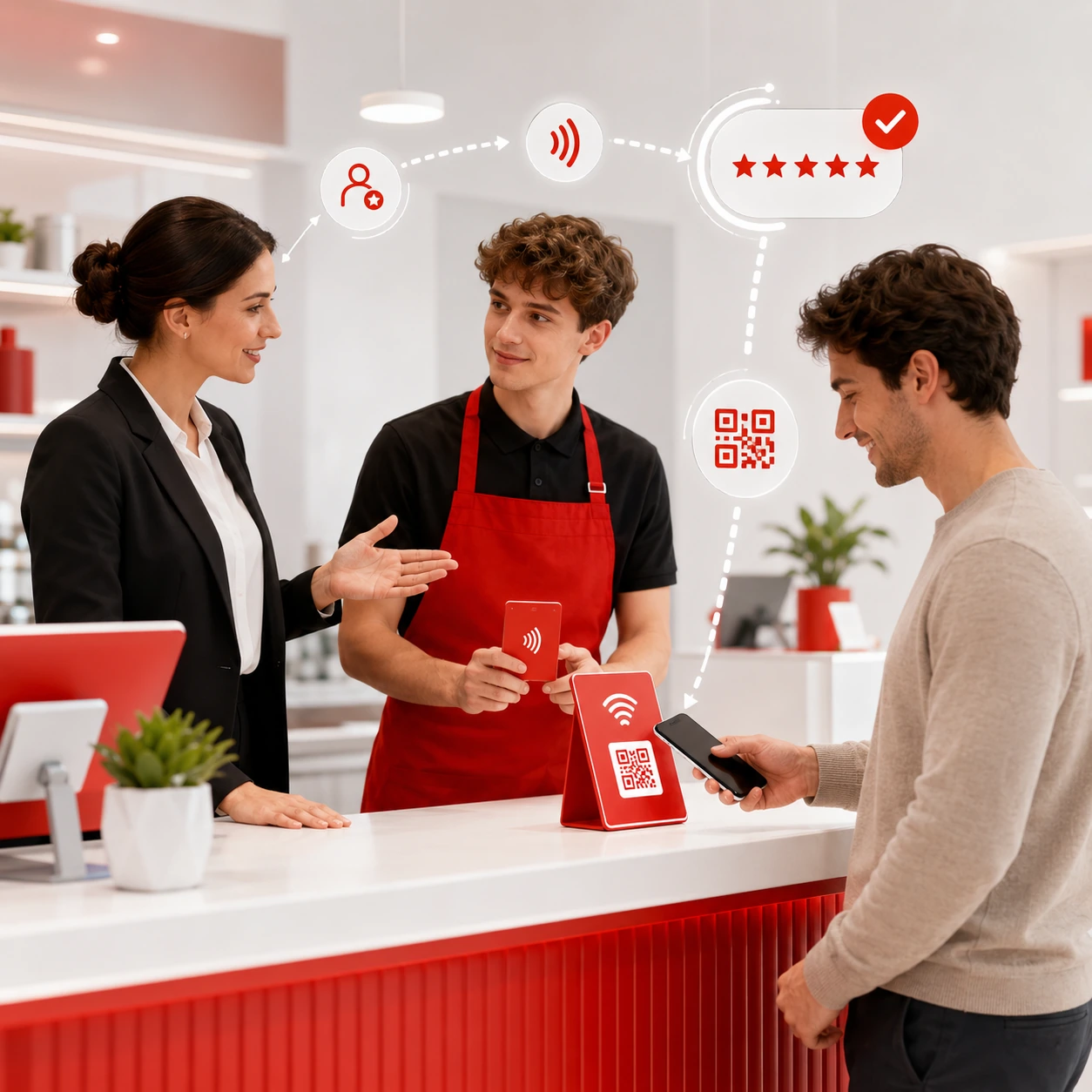 Formación del equipo para captar reseñas con NFC y QR