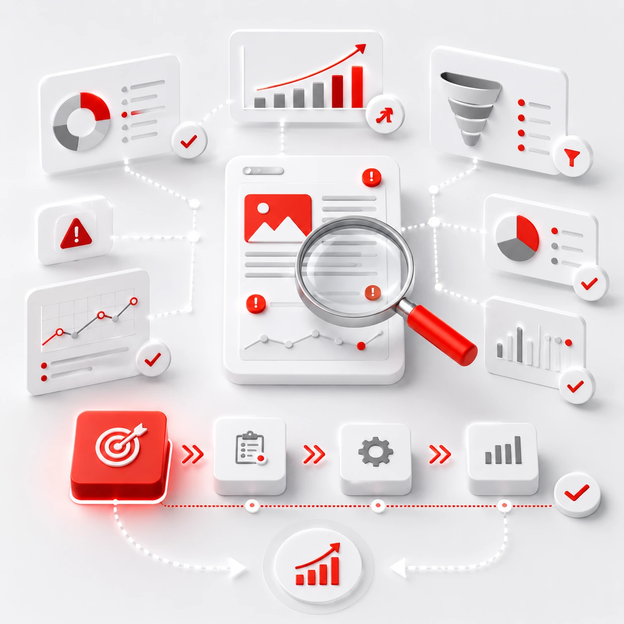 Panel de datos para analizar escaneos clics y conversión